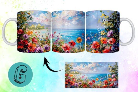 3D Oil Paint Floral Garden Mug Wrap 06: Graphics & Illustrations Review