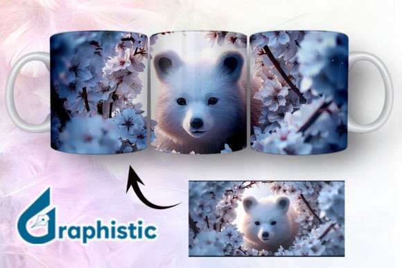Bear Floral Break Through Mug Wrap 12 Graphics