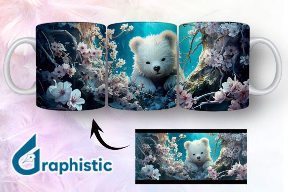 Bear Floral Break Through Mug Wrap 18 Graphics