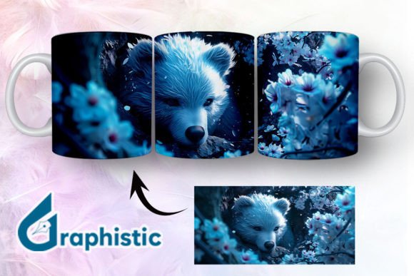 Bear Floral Break Through Mug Wrap 19 Graphics
