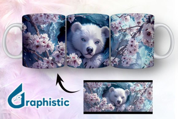 Bear Floral Break Through Mug Wrap 20 Graphics