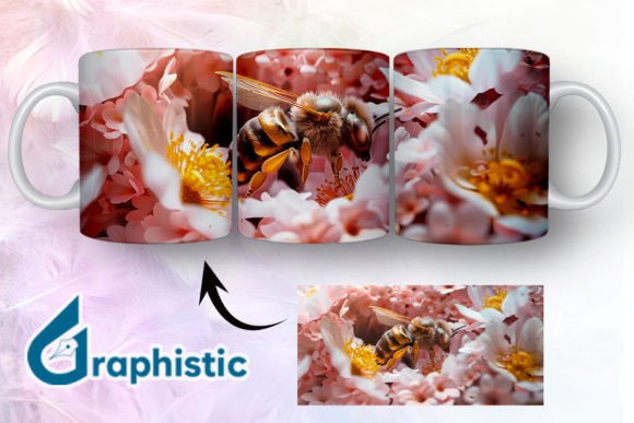 Bee Floral Break Through Mug Wrap 05 Graphics and Illustrations Review