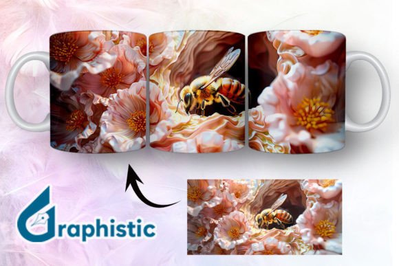 Bee Floral Break Through Mug Wrap 10 Graphics