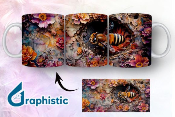 Bee Floral Break Through Mug Wrap 12 Graphics & Illustrations Review