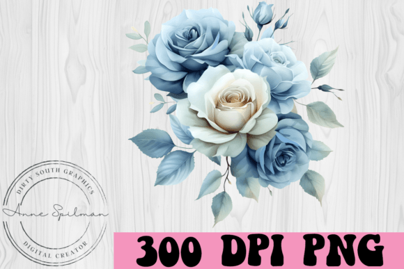 Blue Watercolor Floral Spray: A Designer's Review of Graphics and Illustrations