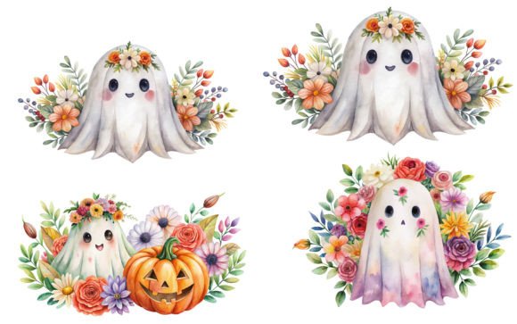 Cute Floral Ghost Vector Illustration Review