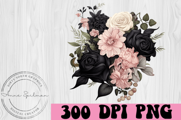 Dark Floral Spray: Premium Graphics and Illustrations for Local Branding