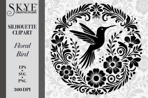 Elegant Floral Bird Silhouette SVG 16 for Illustrations and Graphics