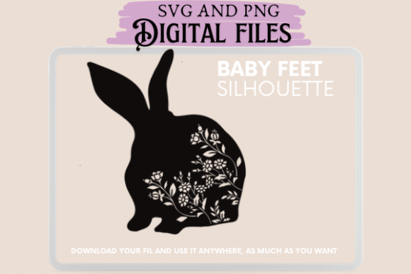 Floral Bunny Silhouette Graphics for Editorial Use
