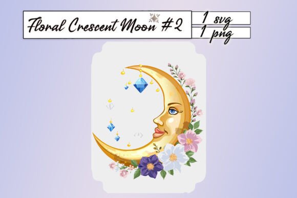 Floral Crescent Moon 2 SVG PNG for Local Business Branding