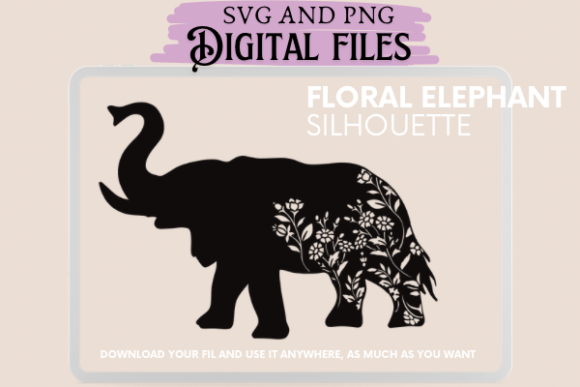 Floral Elephant Silhouette: Premium Graphics & Illustrations