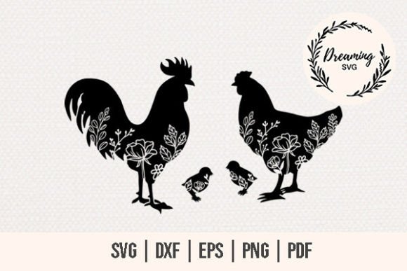 Floral Family Chicken SVG - Chicken SVG Graphics & Illustrations Review