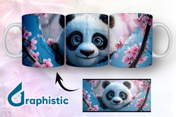 Floral Panda Break Through Mug Wrap 13 - A Versatile Graphic Design Asset