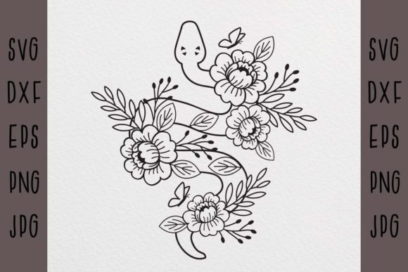 Floral Snake Svg for Local Business Branding and Graphics