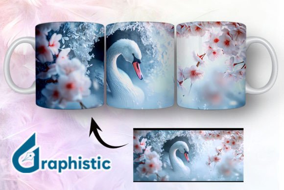 Floral Swan Break Through Mug Wrap 05 Graphics Review
