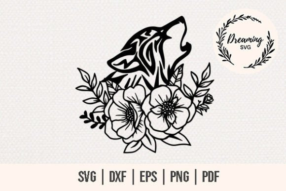 Floral Wolf SVG - Wolf with Flowers SVG