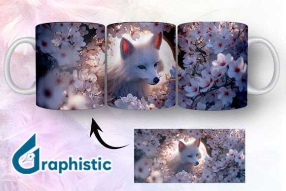 Fox Floral Break Through Mug Wrap 22 Graphics