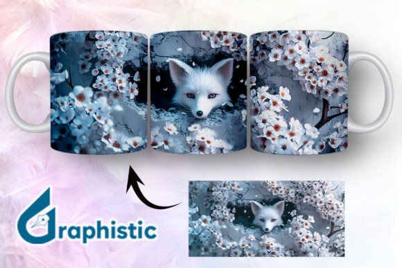 Fox Floral Break Through Mug Wrap 27 - Graphics for Handmade Creations