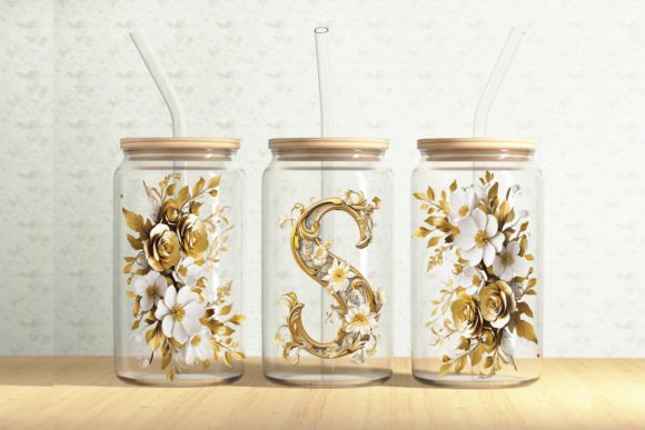 Gold Floral Letters for Crafting and Design Projects