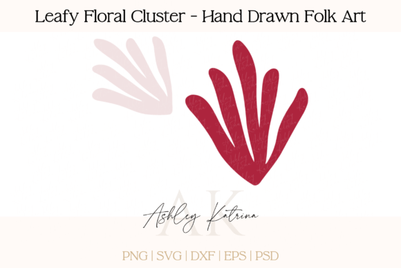 Leafy Floral Cluster-Hand Drawn Folk Art for Branding and Marketing