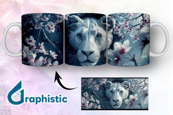 Lion Floral Break Through Mug Wrap 01 Graphics