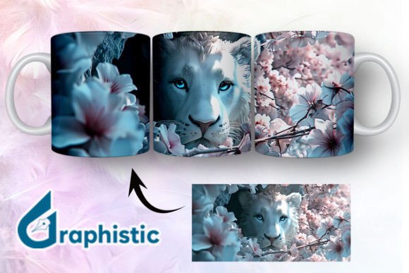 Lion Floral Break Through Mug Wrap 02 Graphics