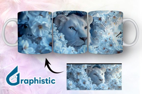 Lion Floral Break Through Mug Wrap 14 - A Graphic Illustration for Branding