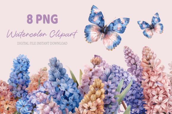 Pastel Watercolor Floral Clipart for Graphics and Illustrations