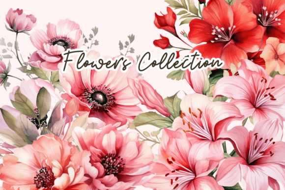 Petals Watercolor Lush Floral Collection Graphics and Illustrations