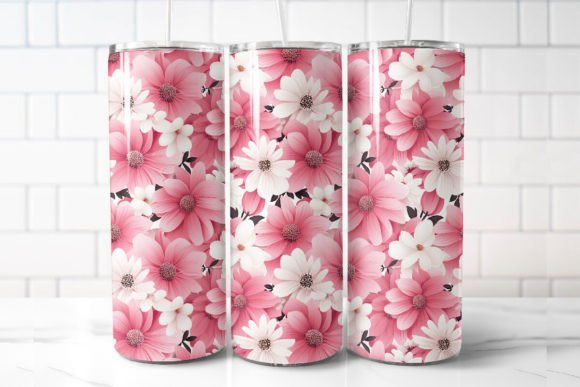 Pink Floral 20oz Skinny Tumbler Graphic Design