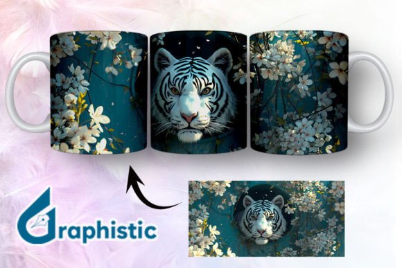 Tiger Floral Break Through Mug Wrap 17 Graphics