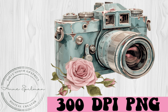 Vintage Floral Camera: Graphics & Illustrations for Sellers