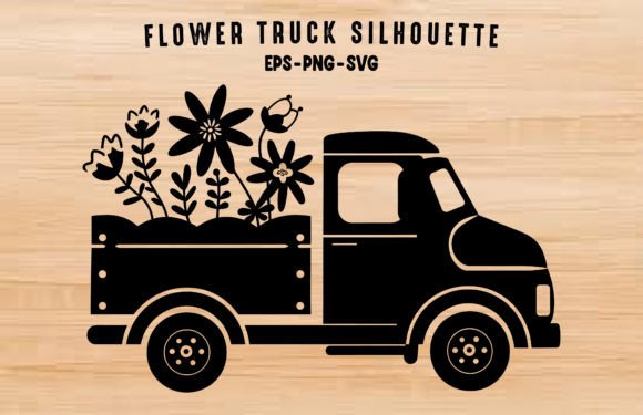 Vintage Floral Truck SVG Silhouette for Branding and Packaging