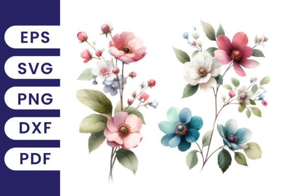 Watercolor Floral Tree Clipart for Crafts and Graphics