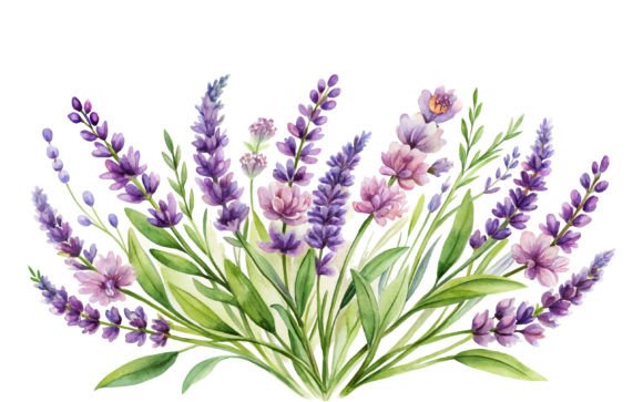 Watercolor Lavender Floral Design on W - A Versatile Graphic Asset
